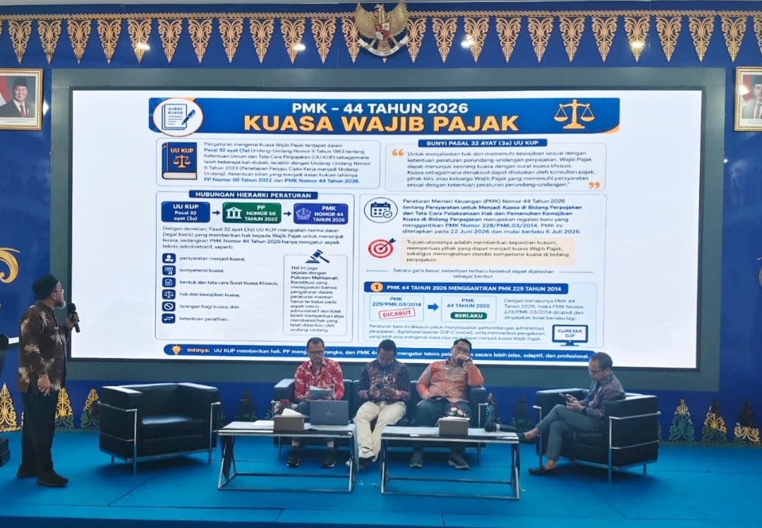 Gelar Sosialisasi PMK 44/2026, Kanwil DJP Riau Targetkan Kesamaan Pemahaman Aturan Kuasa Wajib Pajak